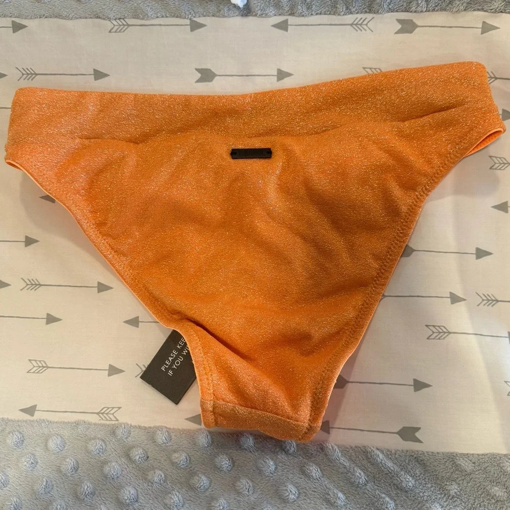Triangl Swimwear Sparkly Orange Two Piece Bikini Set, size Large NWT